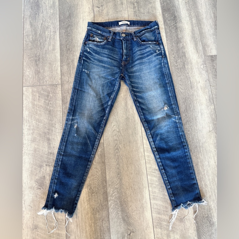 Moussy Vintage Checotah Skinny Dark Wash Distressed Denim Jeans Size 26
